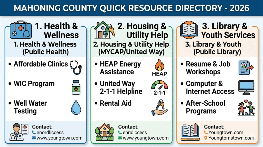 Quick directory of Mahoning County community assistance programs and help centers.