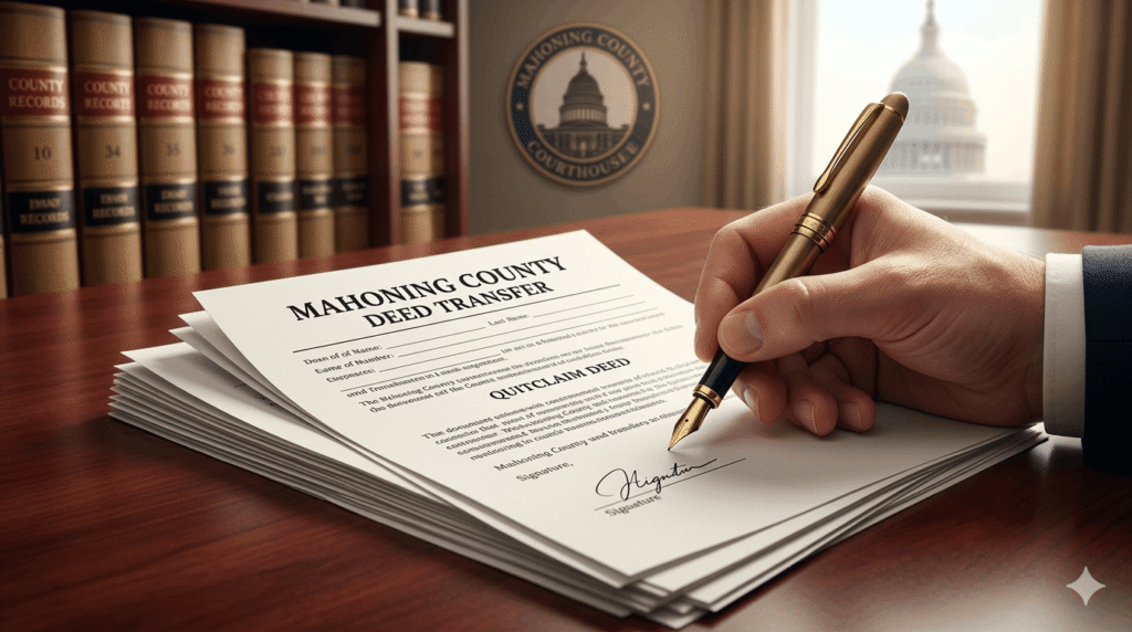 Official signature and recording process for a Mahoning County deed transfer